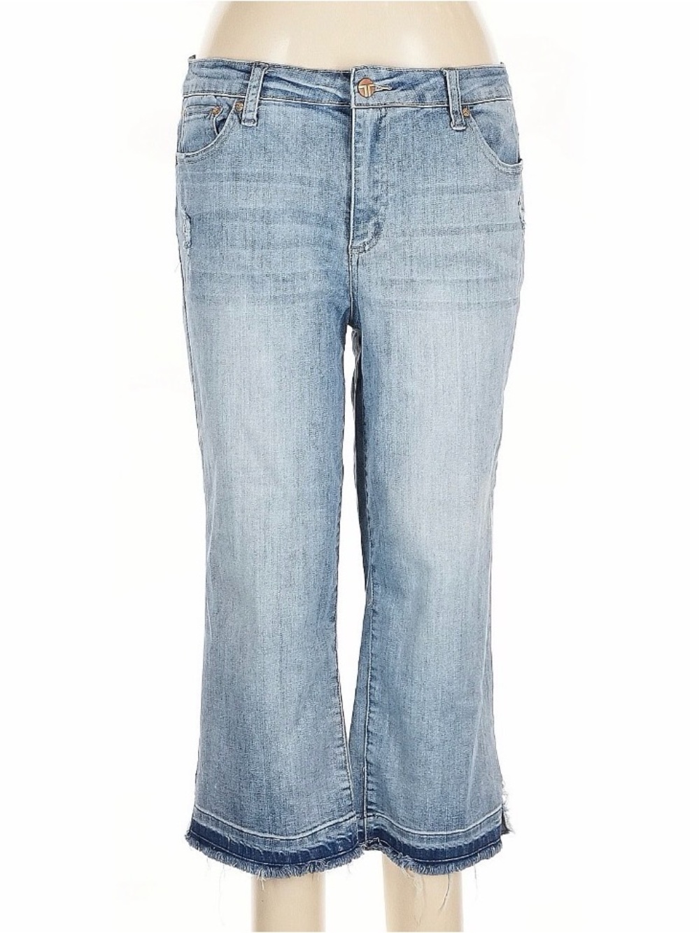 Tractr  Dark Blue Denim Jeans Capri frayed hem
